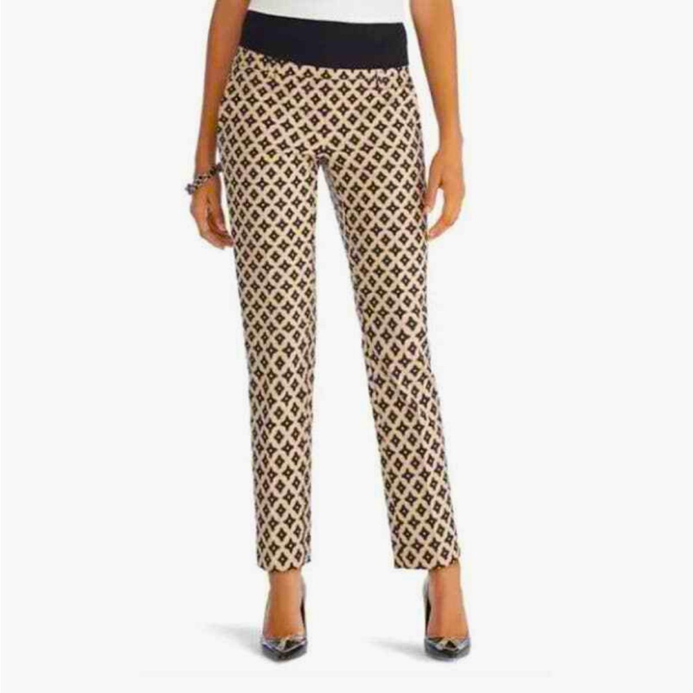 White House Black Market tan and black diamond Ankle Pants